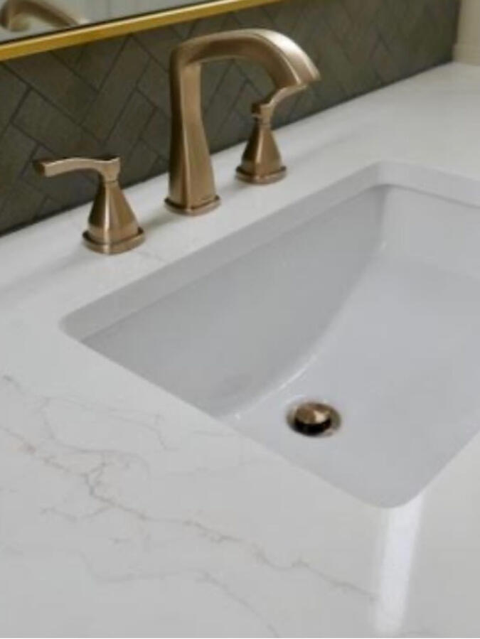 Curated fixtures are sleek and functional.