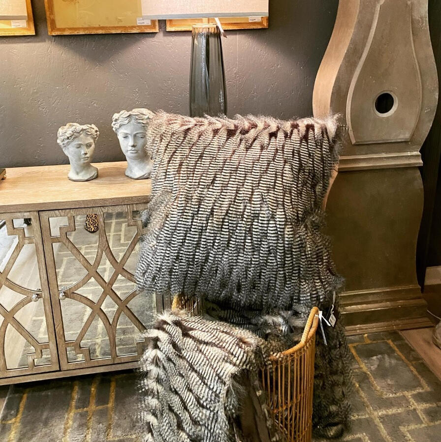 Our popular gray 3-tone faux fur throw is back in stock. We have added large decorative pillows in the same beautiful fabric.