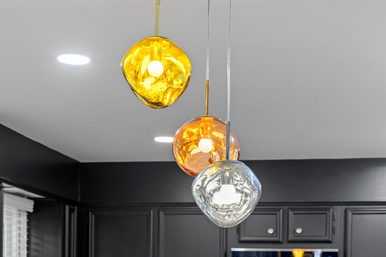 Colored light fixtures.
