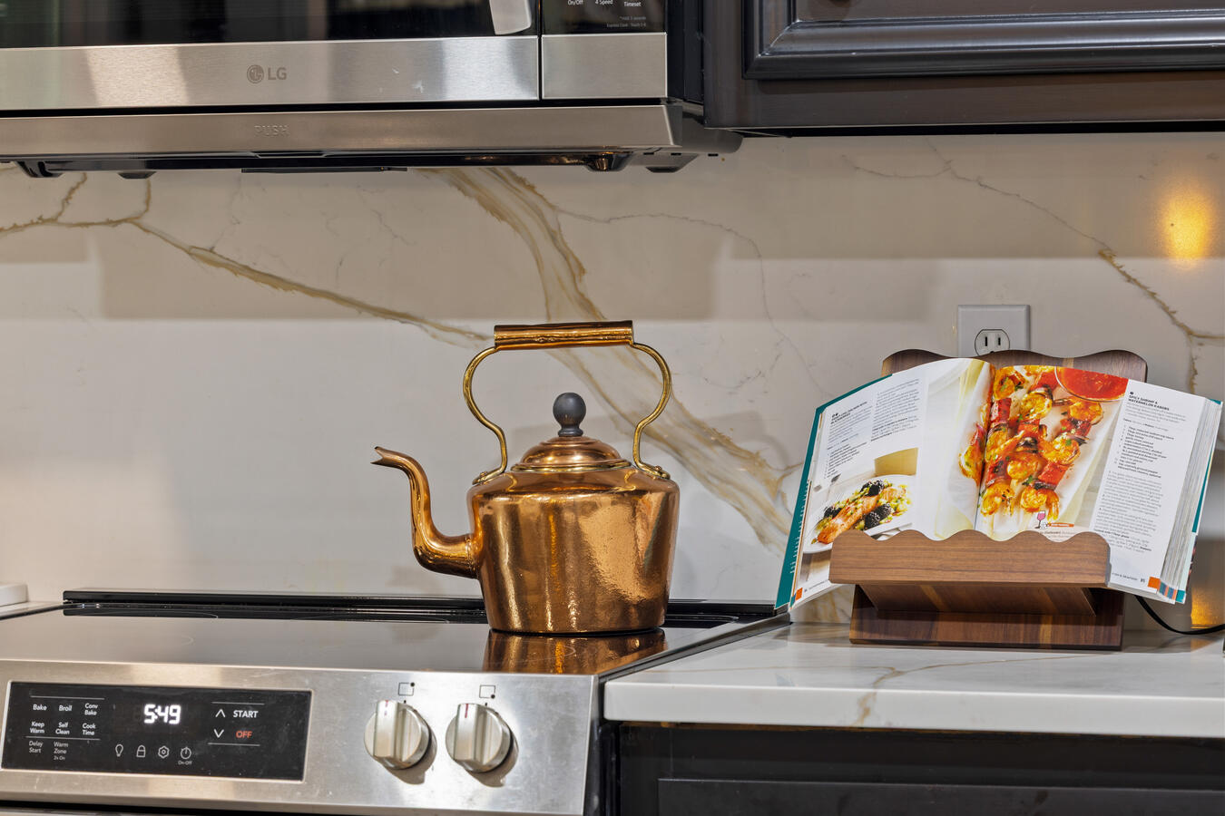 A nicely placed cookbook.